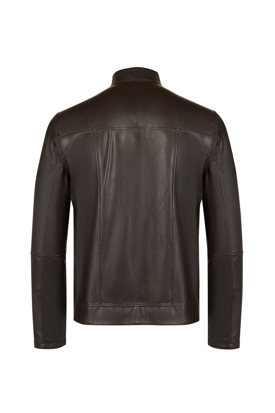 Clint Male Brown Mandarin Collar Double-Sided Suede Leather Jacket