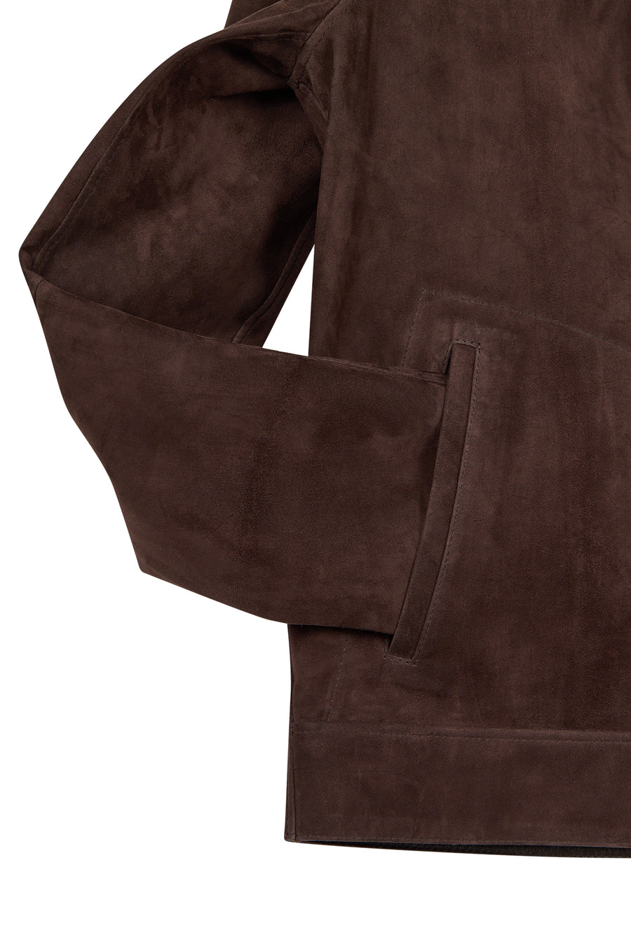 Clint Male Brown Mandarin Collar Double-Sided Suede Leather Jacket