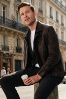 Dybala Erkek Kahverengi Hakim Yaka Deri Ceket | Derimod