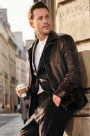 Dybala Erkek Kahverengi Hakim Yaka Deri Ceket | Derimod