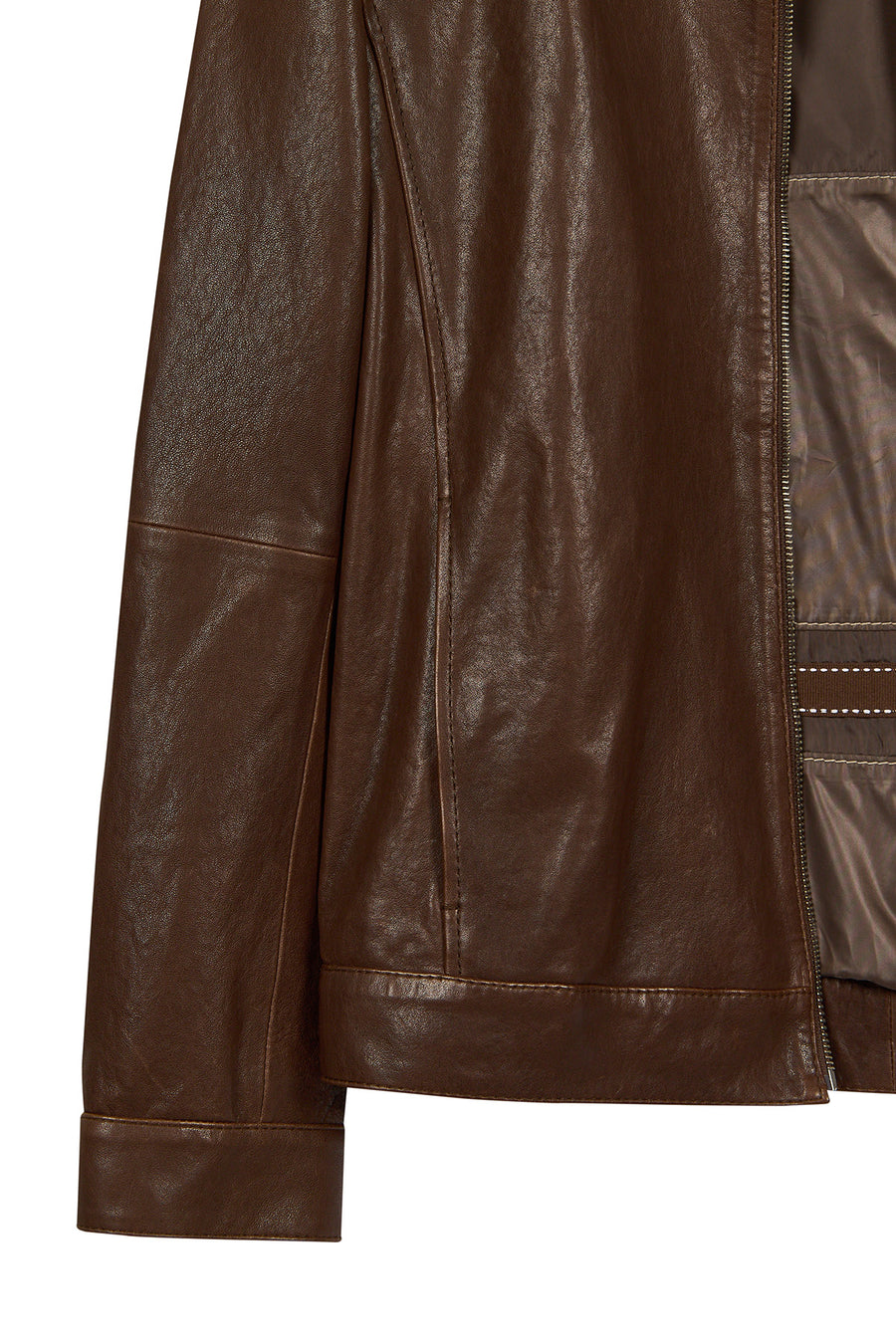 Mane Male Brown Mandarin Collar Leather Jacket