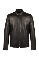 Mane Male Black Mandarin Collar Leather Jacket | Derimod
