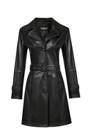 Lilian Kadın Siyah Uzun Deri Kaban | Derimod