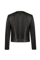Adela Woman Black Short Leather Jacket | Derimod
