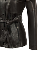 Rebecca-X Woman Black Notched Collar Leather Jacket | Derimod