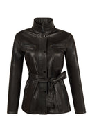 Rebecca-X Woman Black Notched Collar Leather Jacket | Derimod