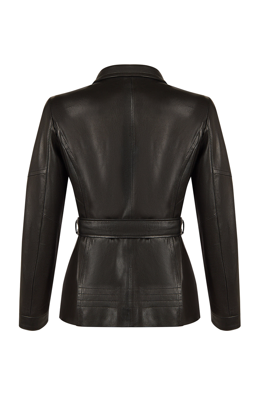 Rebecca-X Woman Black Notched Collar Leather Jacket