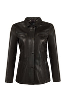 Rebecca-X Woman Black Notched Collar Leather Jacket | Derimod