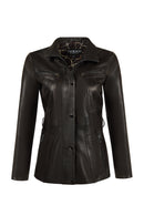 Rebecca-X Woman Black Notched Collar Leather Jacket | Derimod