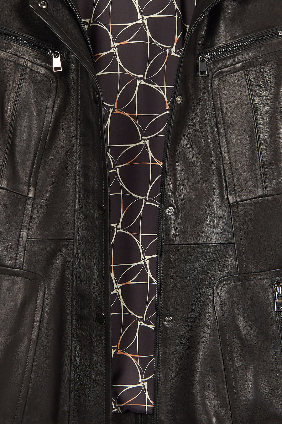 Rebecca-X Woman Black Notched Collar Leather Jacket