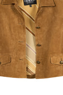 Almira Woman Camel Short Suede Leather Jacket | Derimod