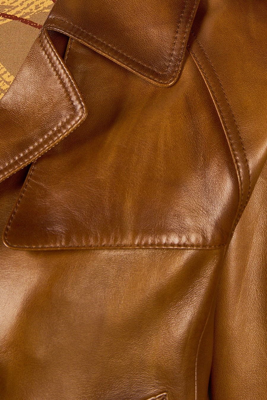 Gabriela Kadın Camel A-From Kruvaze Deri Ceket