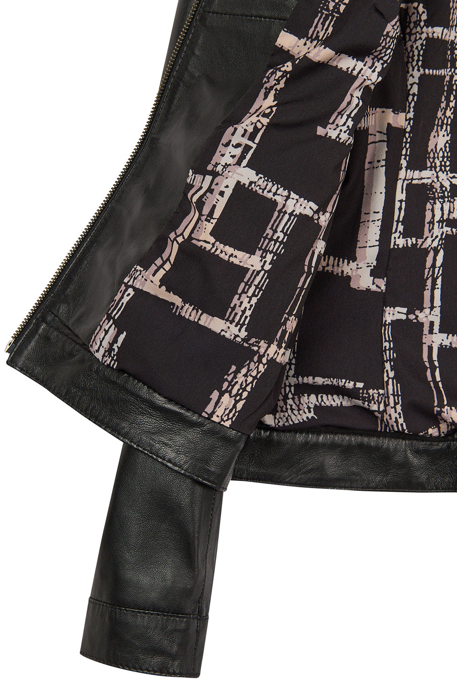 Sandy Woman Black Mandarin Collar Short Leather Jacket