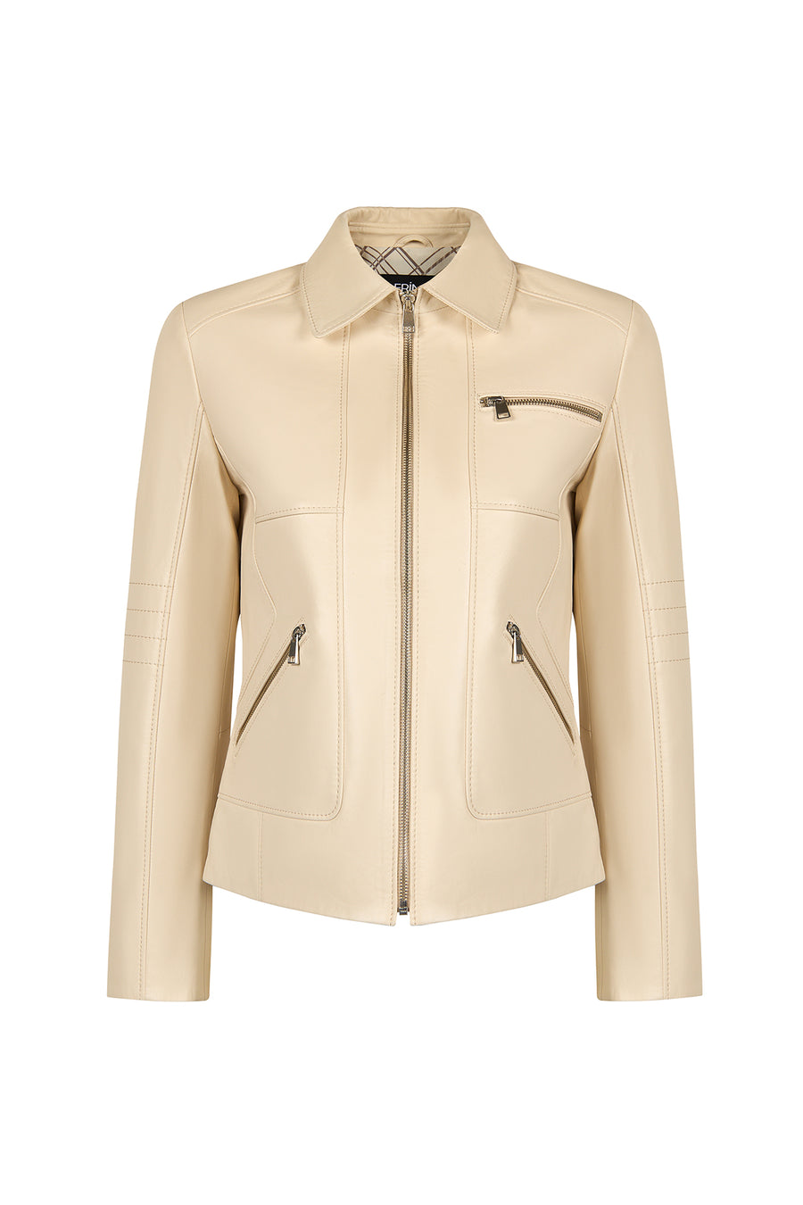 Kim Woman Ecru Short Leather Jacket 26SGE5684R3 | Derimod