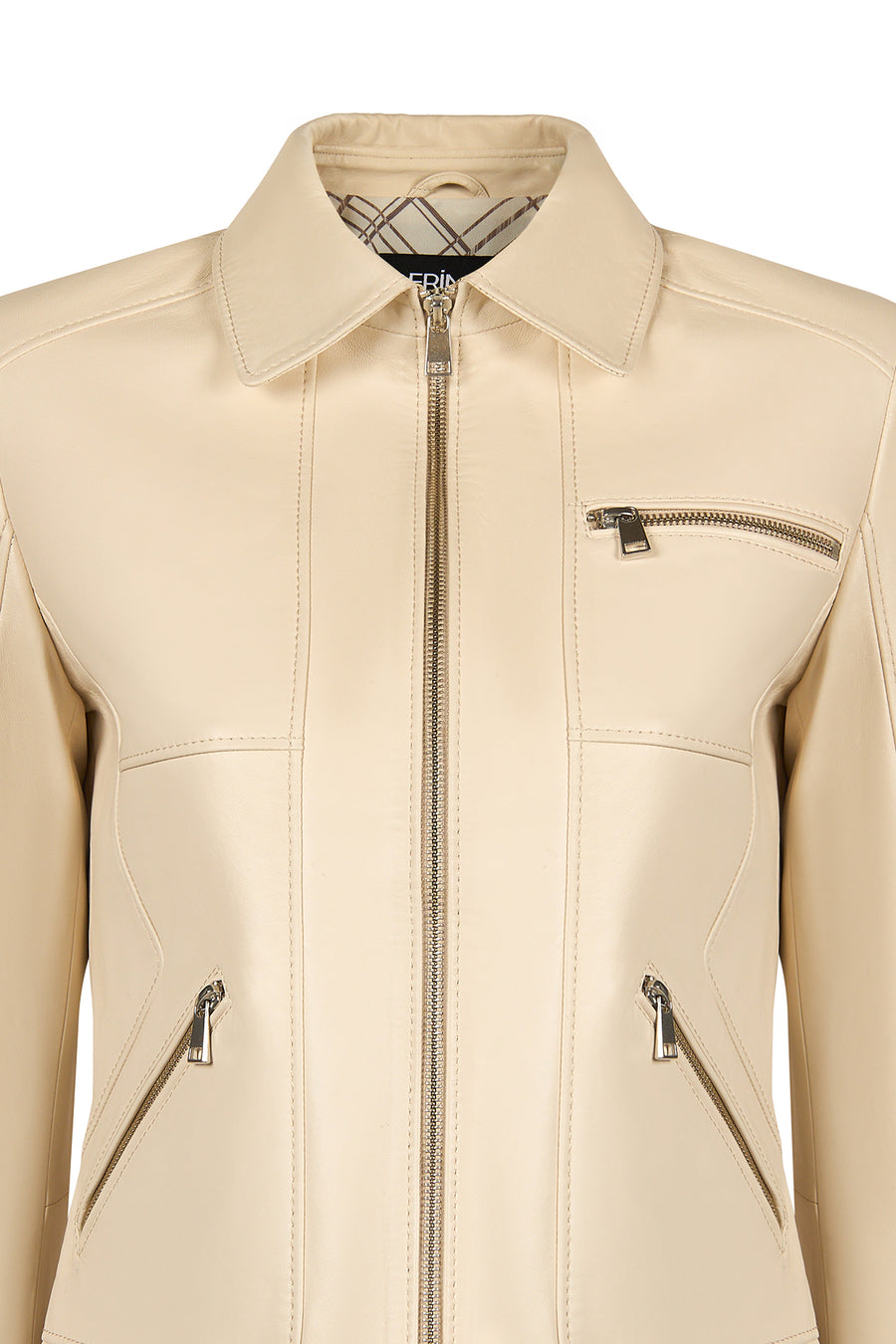 Kim Woman Ecru Short Leather Jacket
