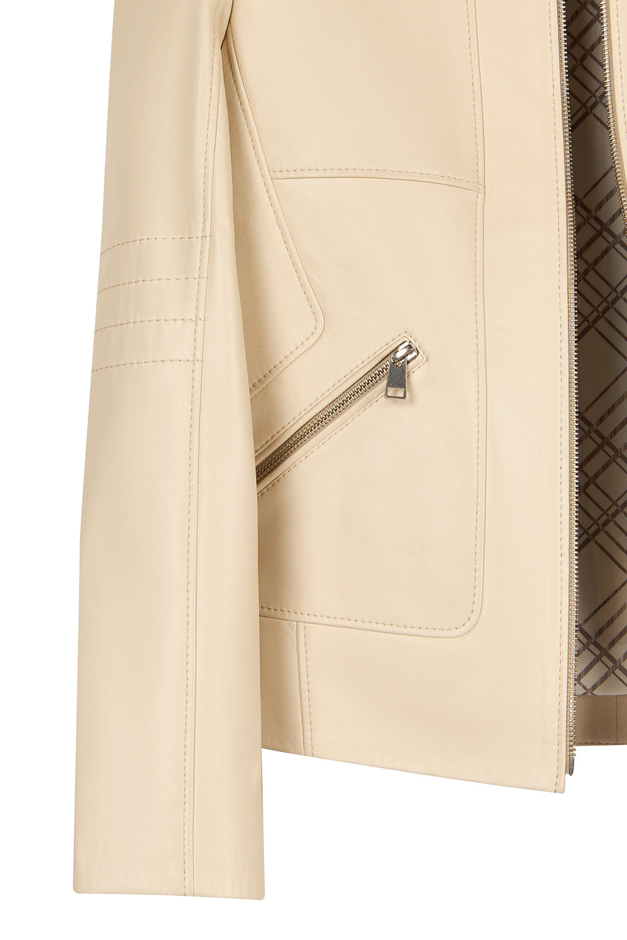 Kim Woman Ecru Short Leather Jacket