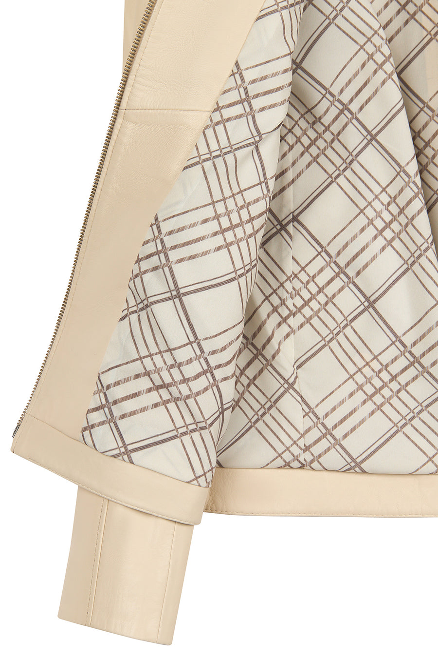 Kim Woman Ecru Short Leather Jacket