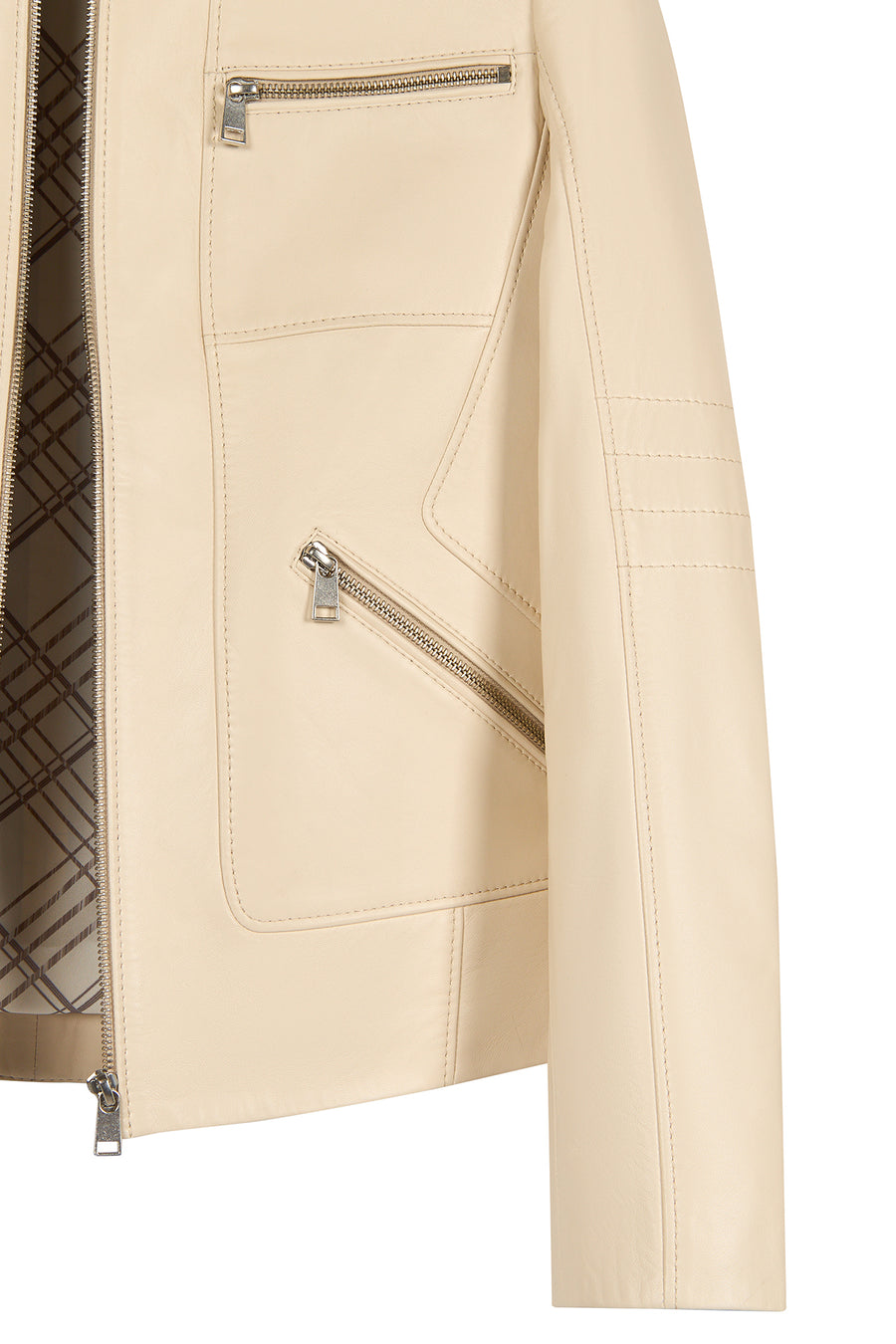 Kim Woman Ecru Short Leather Jacket