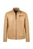 Felibe Erkek Bej Hakim Yaka Deri Ceket | Derimod
