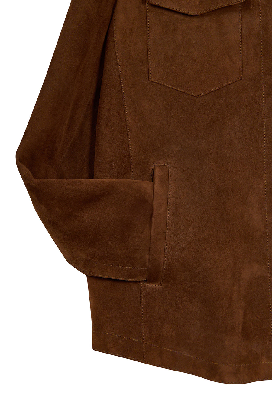 Matias Male Brown Suede Leather Shirt Jacket