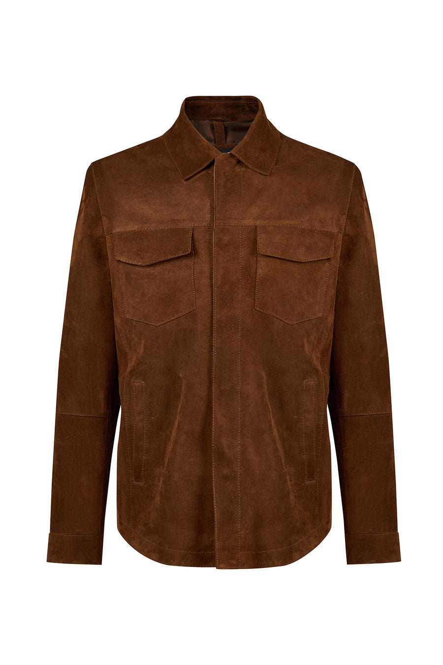 Matias Male Brown Suede Leather Shirt Jacket