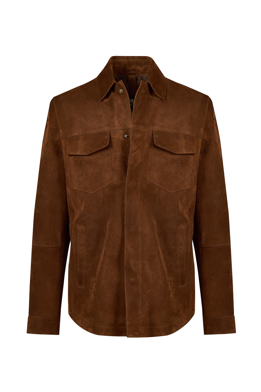 Matias Male Brown Suede Leather Shirt Jacket