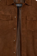 Matias Male Brown Suede Leather Shirt Jacket | Derimod