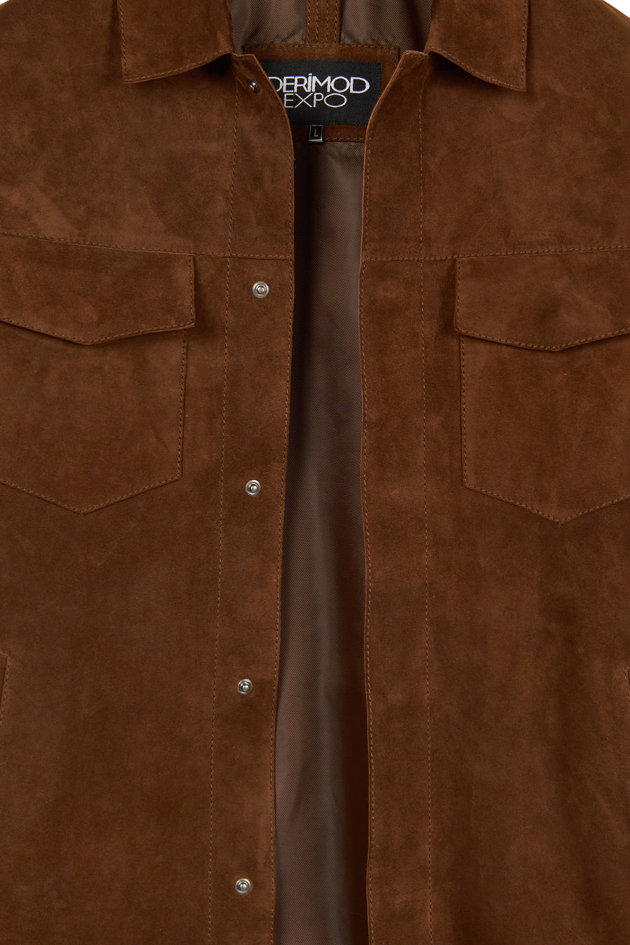 Matias Male Brown Suede Leather Shirt Jacket