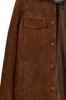 Matias Male Brown Suede Leather Shirt Jacket | Derimod
