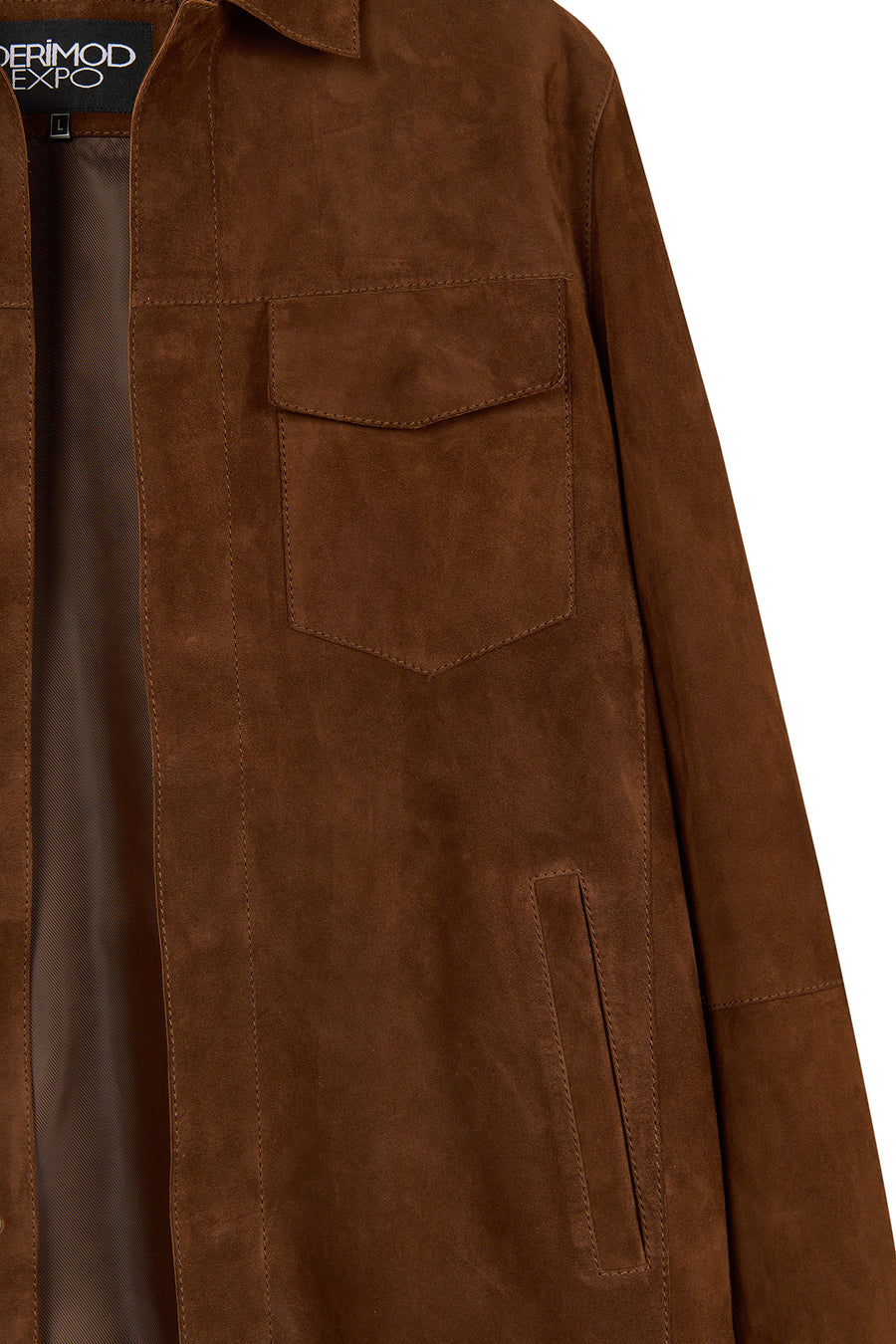 Matias Male Brown Suede Leather Shirt Jacket
