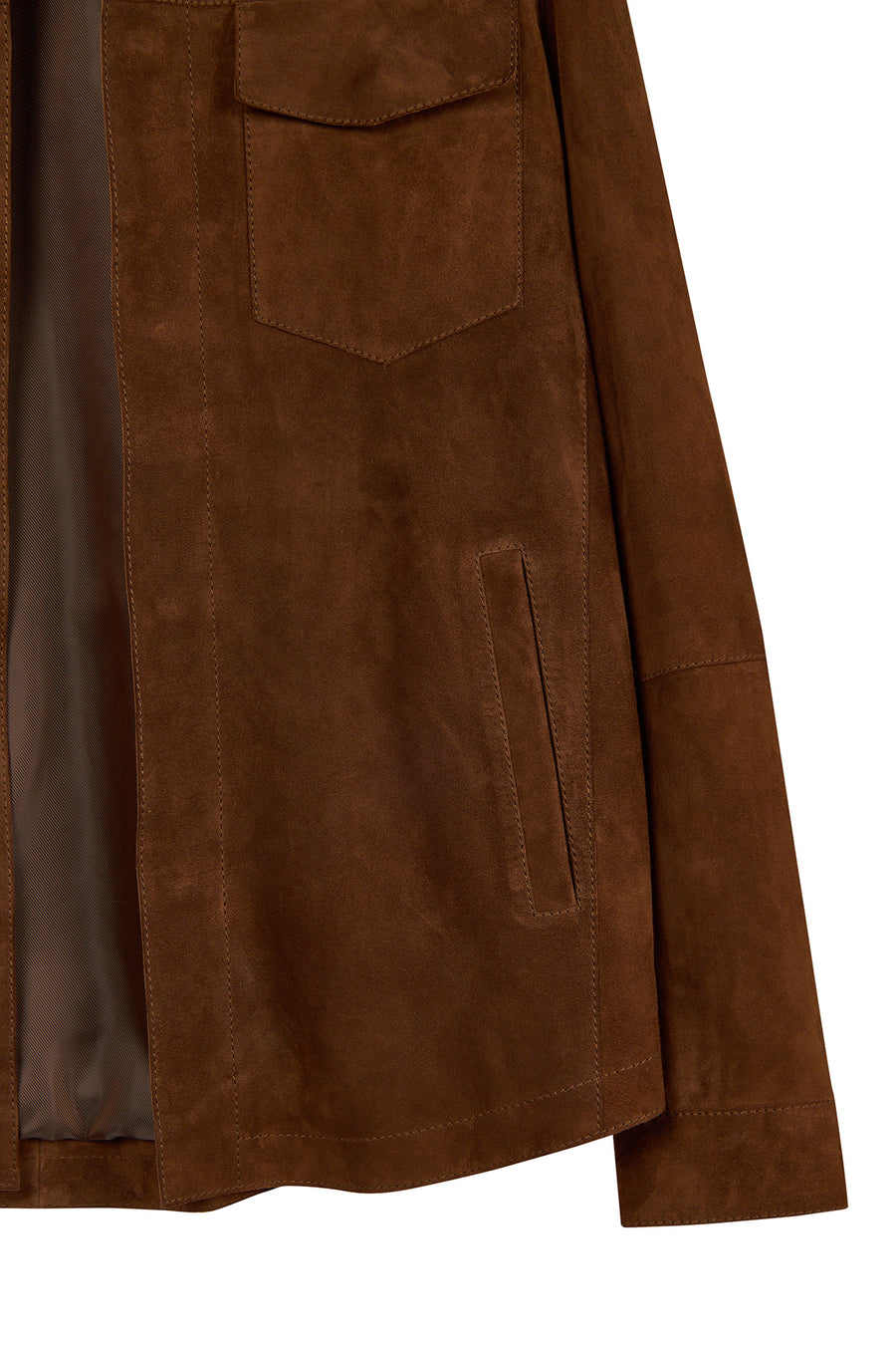 Matias Male Brown Suede Leather Shirt Jacket
