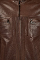 Wade Erkek Kahverengi Slim-Fit Deri Ceket | Derimod