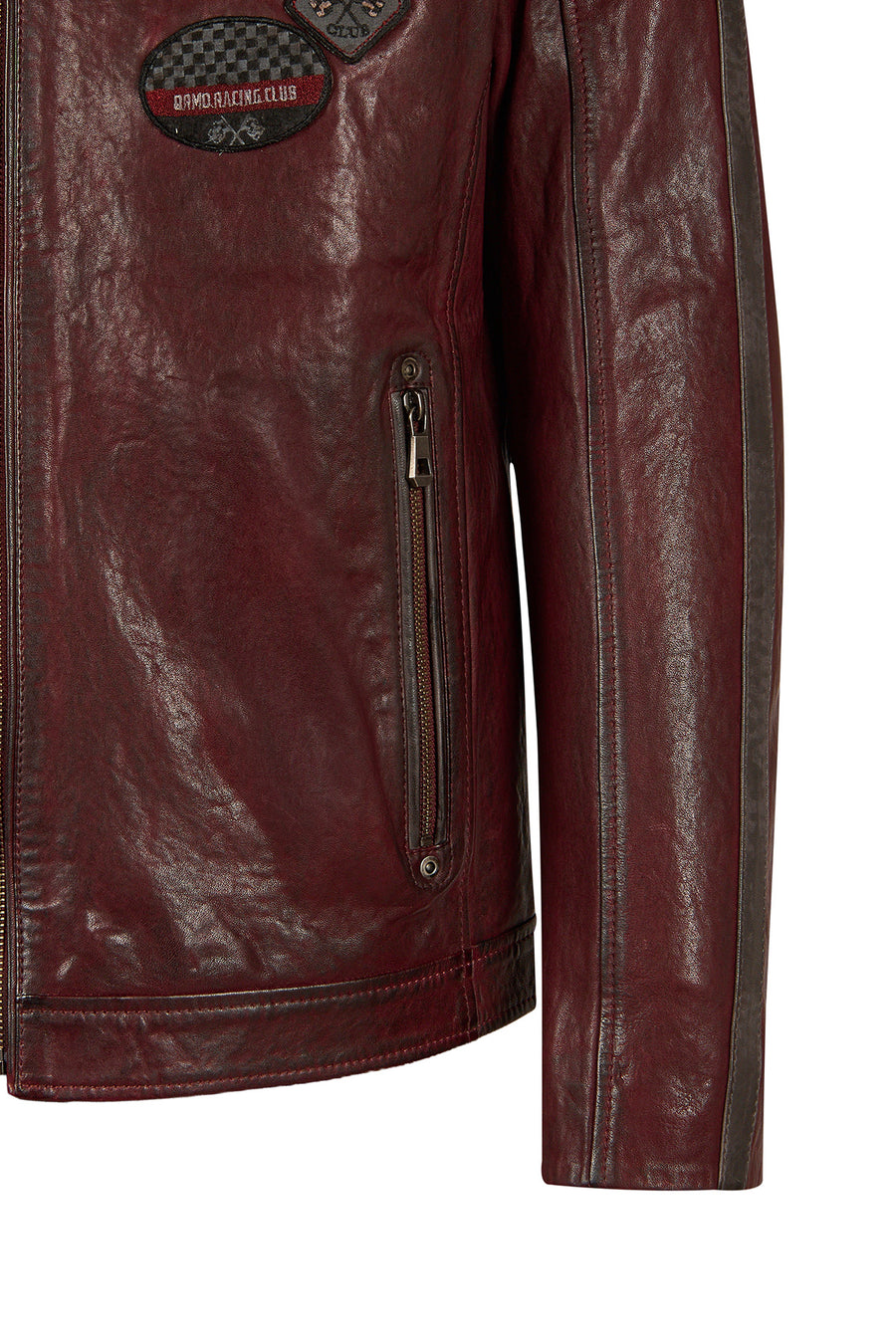 Hamilton Male Burgundy Crest Sports Leather Jacket