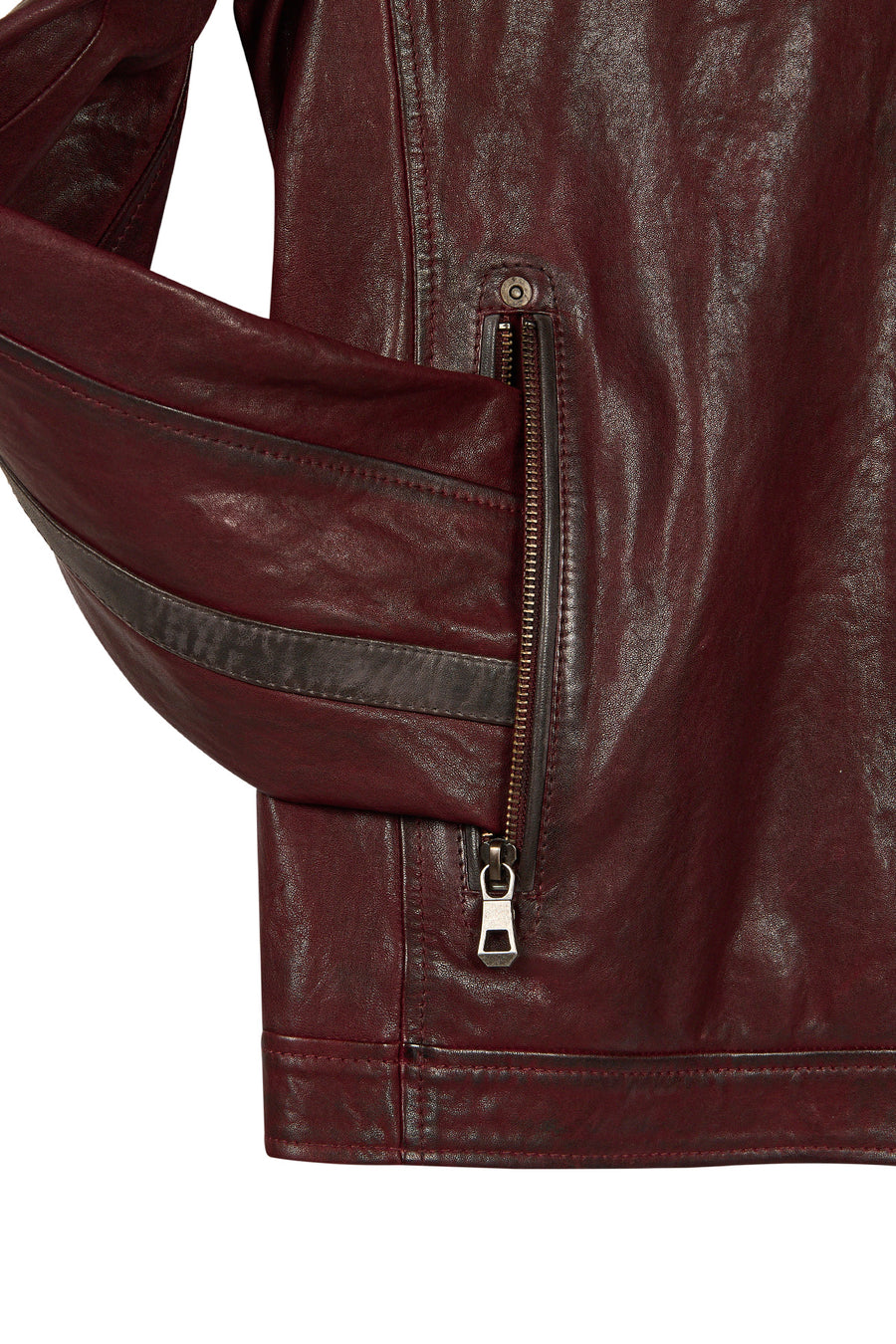 Hamilton Male Burgundy Crest Sports Leather Jacket