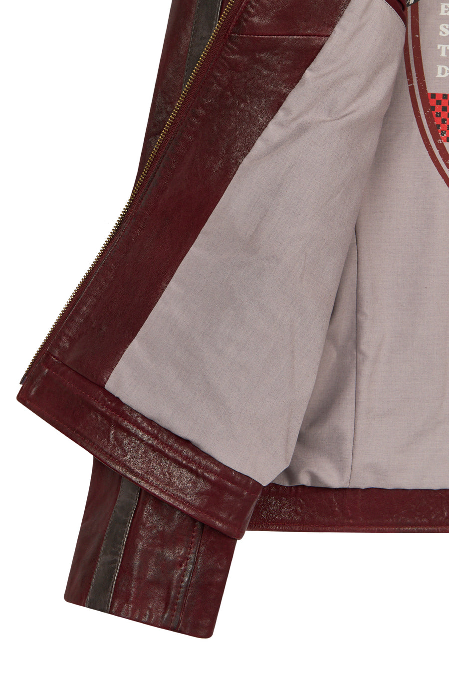 Hamilton Male Burgundy Crest Sports Leather Jacket