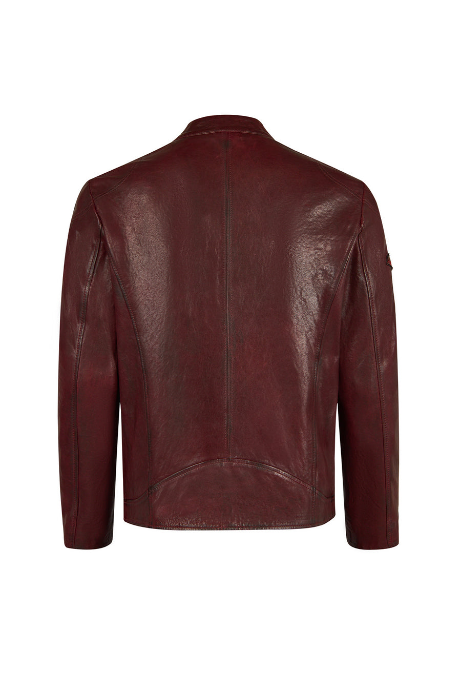 Hamilton Male Burgundy Crest Sports Leather Jacket