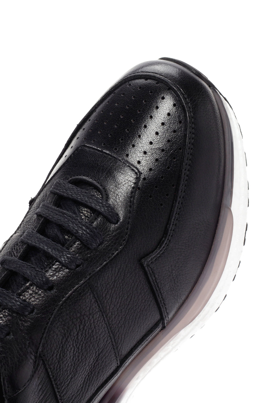Erkek Siyah Bağcıklı Kalın Tabanlı Deri Casual Sneaker
