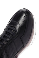 Men's Black Lace-up Thick-Sole Leather Casual Sneaker | Derimod