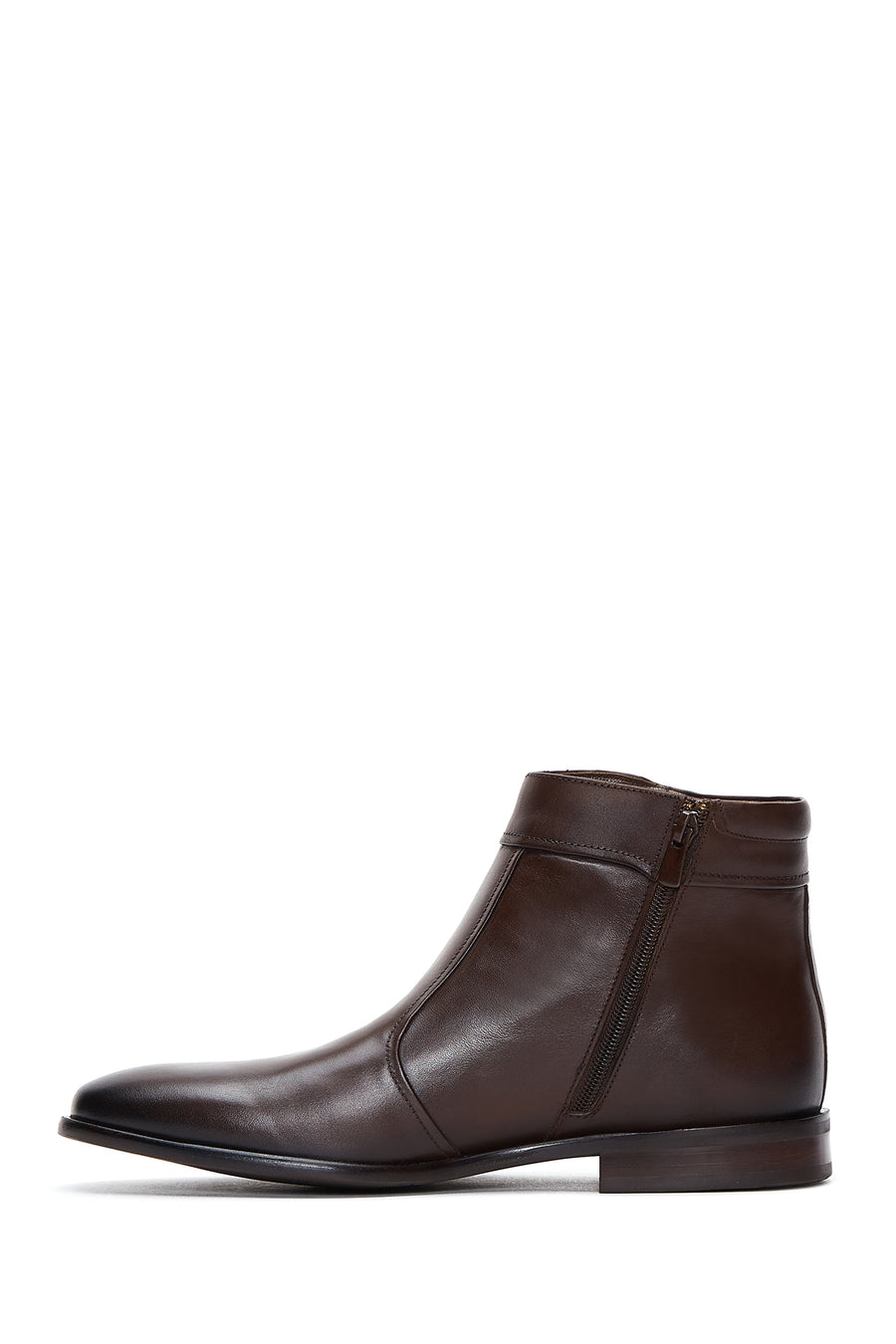 Men's Brown Zippered Classic Leather Boots