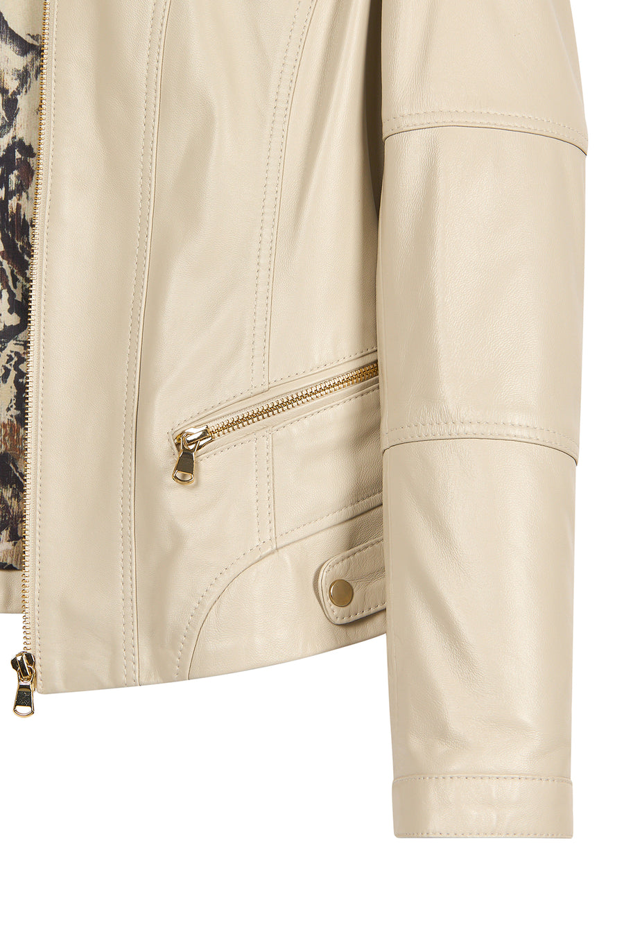 Donna Women's Beige Short Leather Jacket