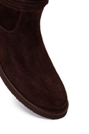 Woman Brown Buckle-Detail Suede Boots | Derimod