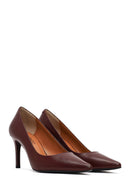 Kadın Bordo İnce Topuklu Deri Stiletto | Derimod