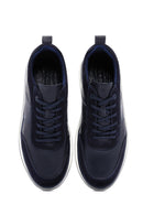 Men's Navy Blue Leather Sneaker | Derimod