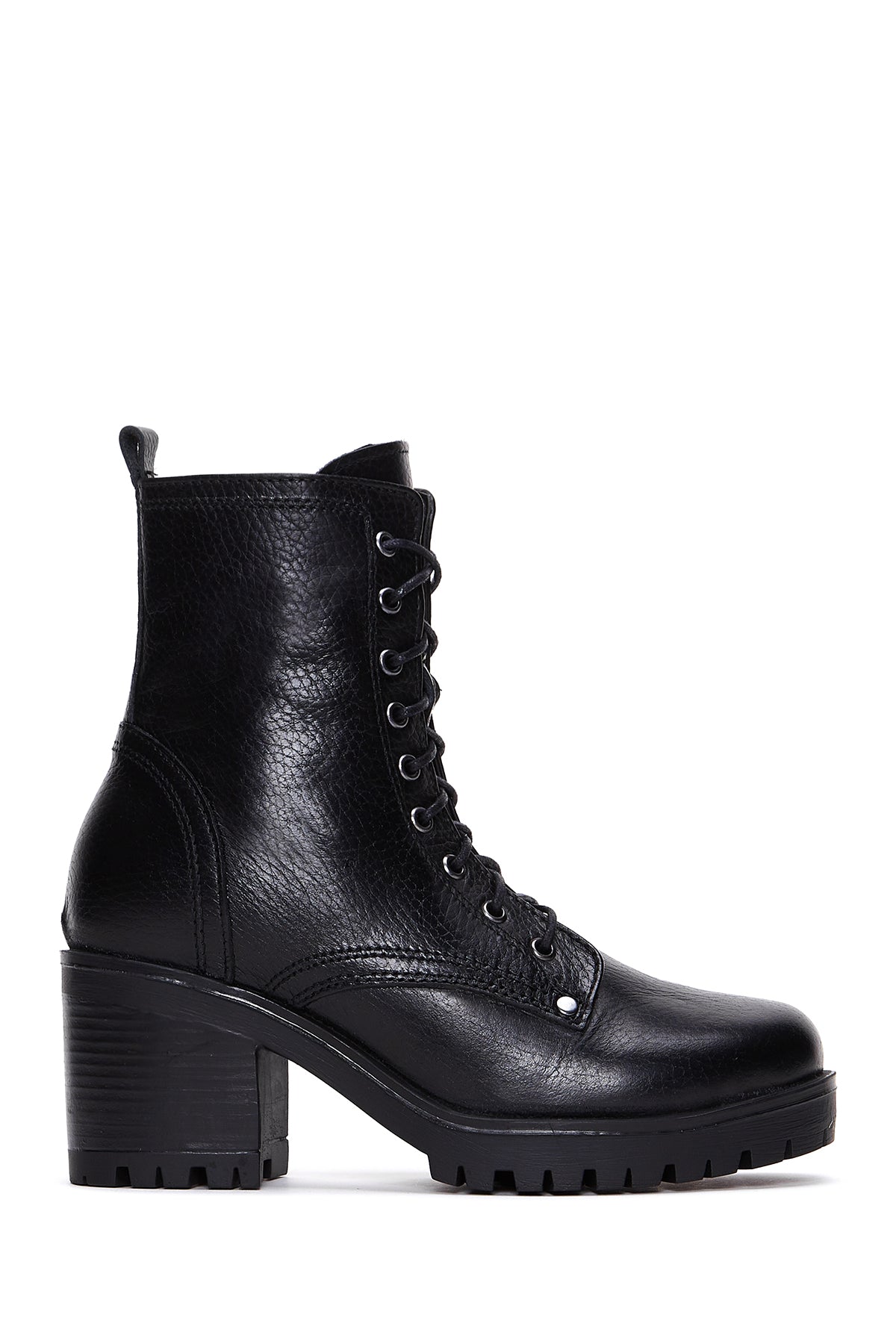 Women's Black Leather Heeled Boots 23WFD181318 | Derimod