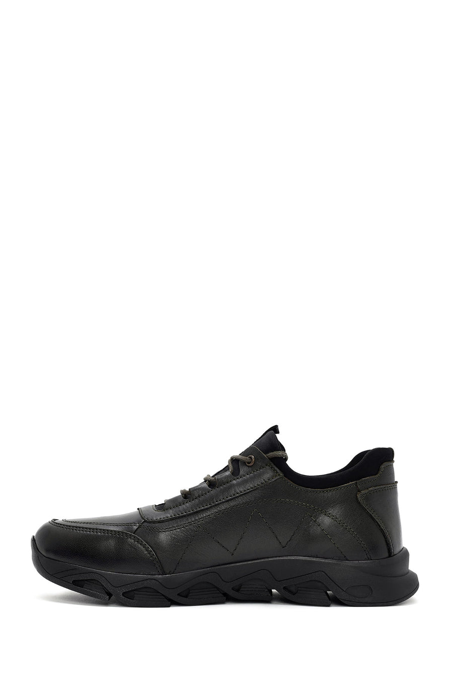 Men's Green Lace-Up Nubuck Leather Casual Shoes