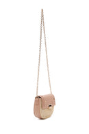 Women's Pink Long Chain Strap Straw Crossbody Bag | Derimod