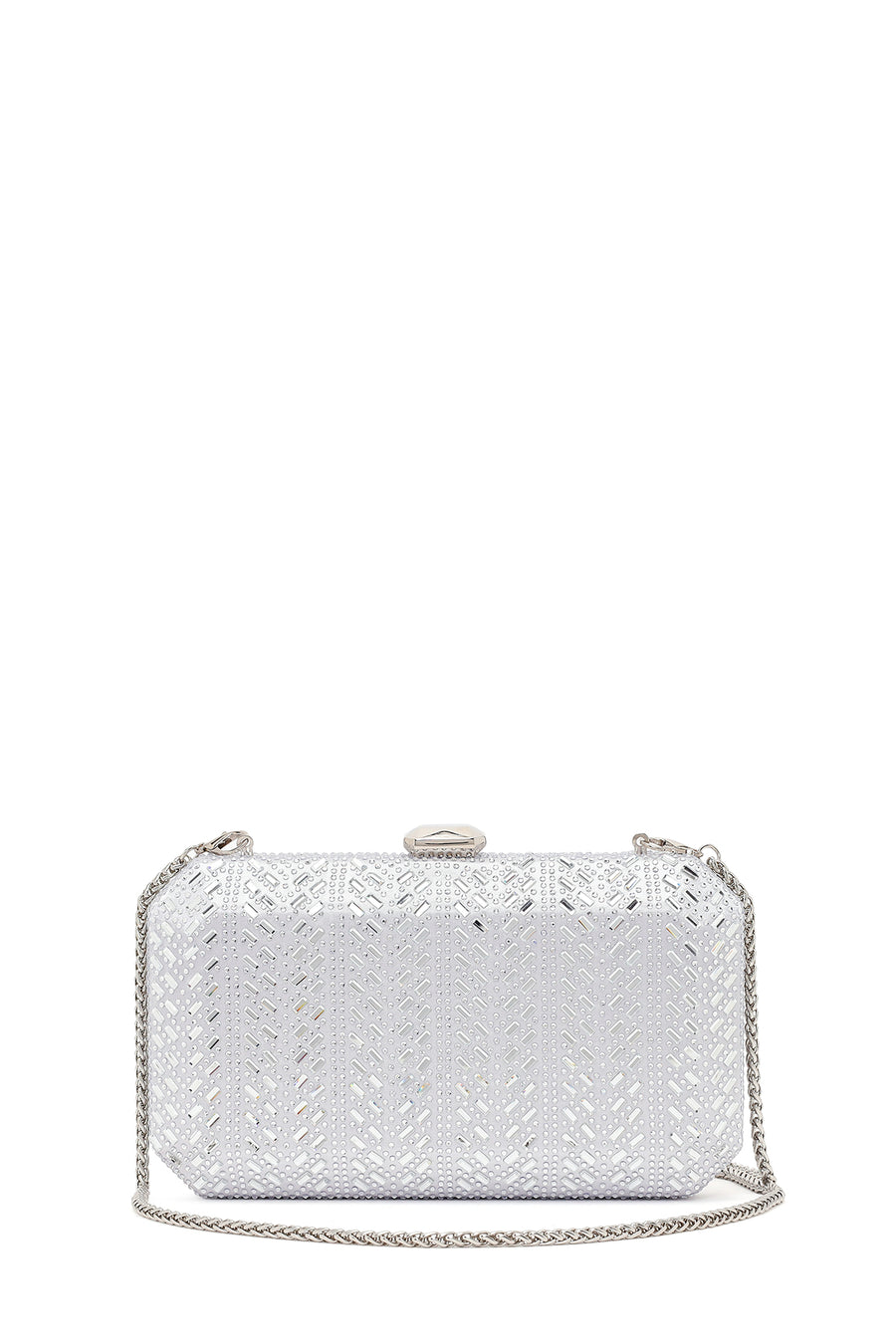 Woman Silver Long Chain Strap Stone-Embellished Mini Box Evening Bag AB24000560 | Derimod