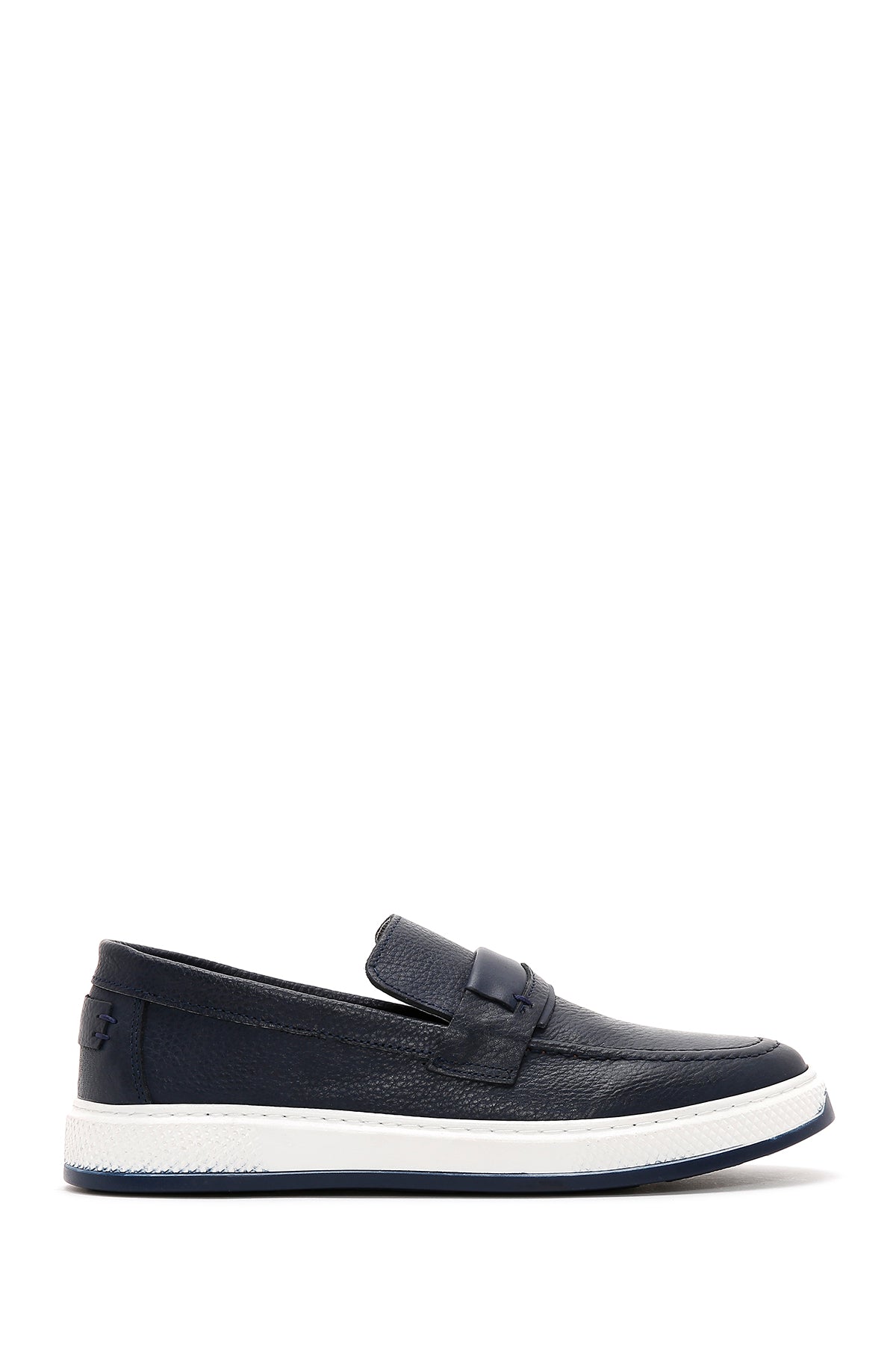 Erkek Lacivert Deri Casual Loafer