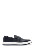 Men's Navy Blue Leather Casual Loafer | Derimod