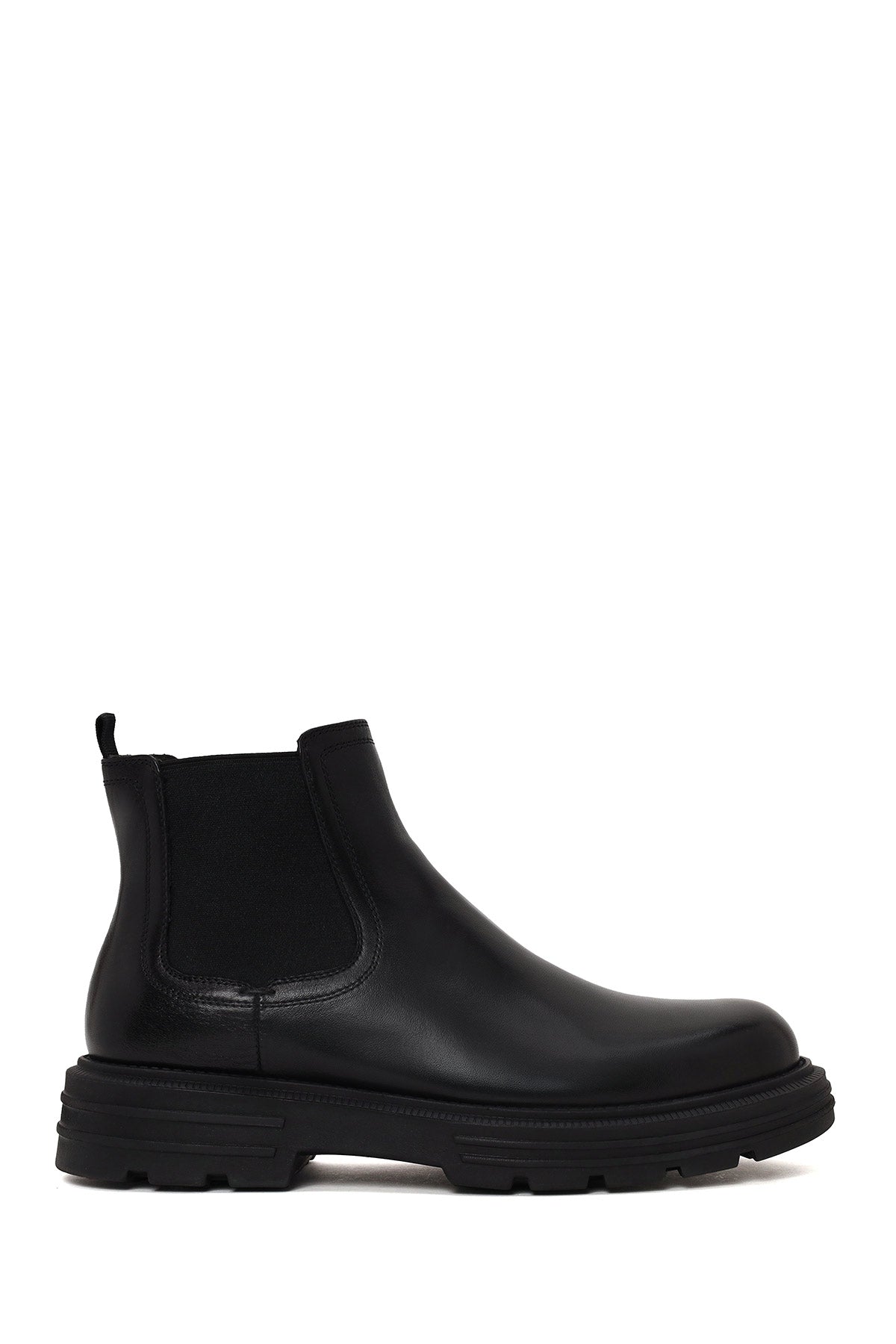 Male Black Thick-Soled Leather Casual Chelsea Boots WM680042DV | Derimod